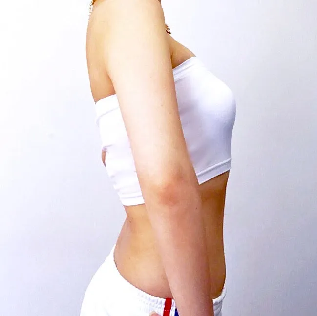 SEQUINS HEART WHITE STRETCHY TUBE TOP