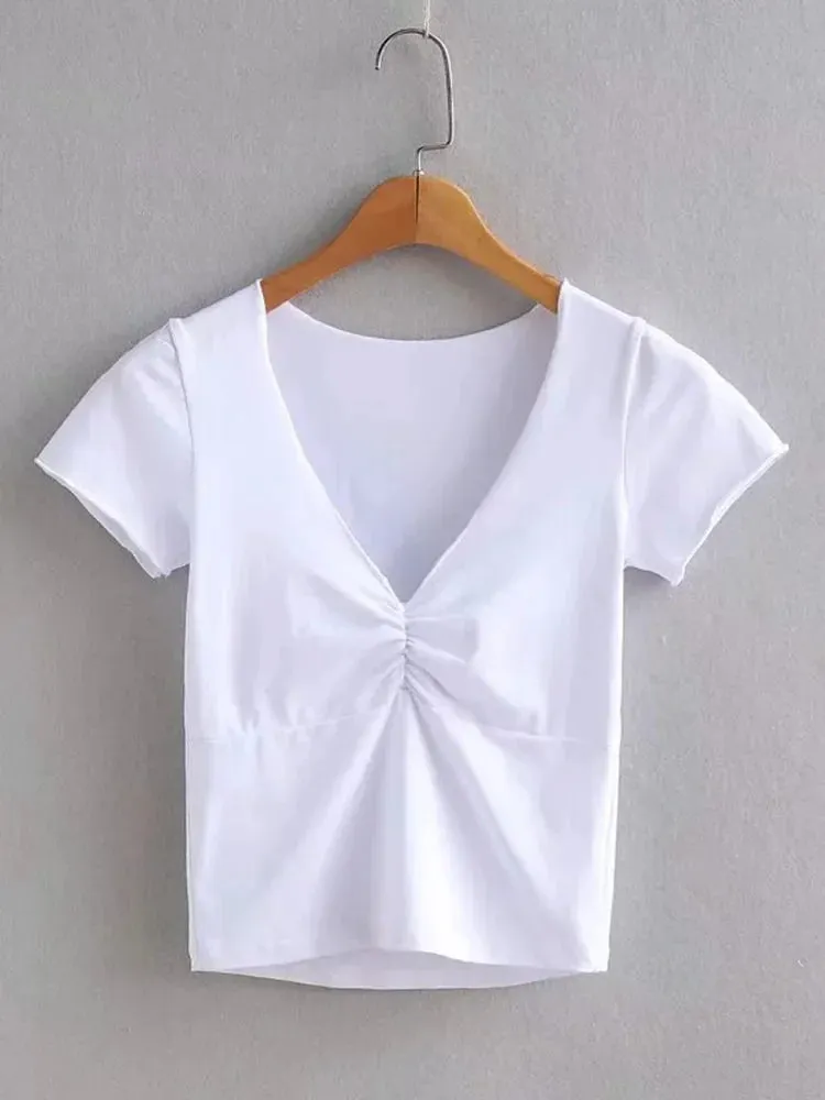 Soft And Stretchy Fitted V-neck Short Sleeve Tee