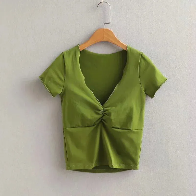 Soft And Stretchy Fitted V-neck Short Sleeve Tee