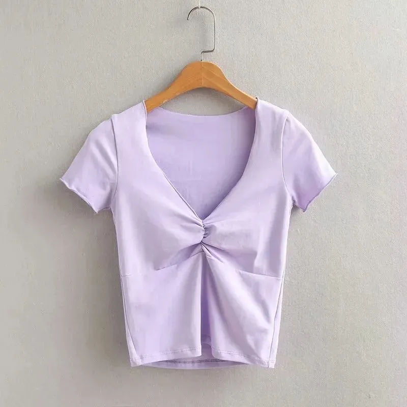 Soft And Stretchy Fitted V-neck Short Sleeve Tee