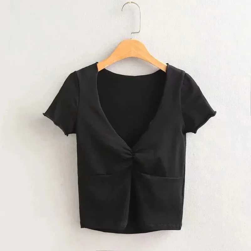 Soft And Stretchy Fitted V-neck Short Sleeve Tee