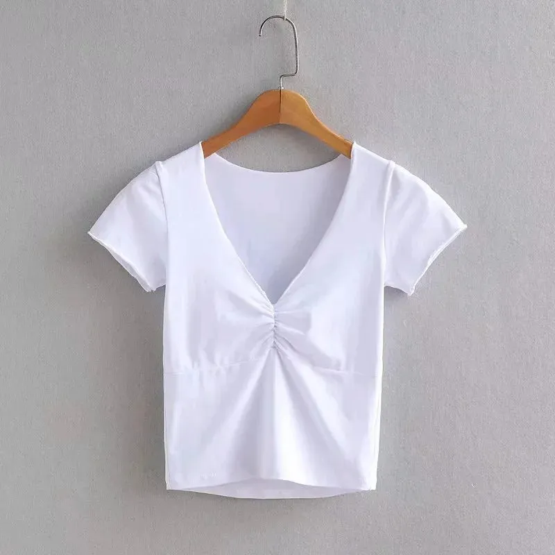 Soft And Stretchy Fitted V-neck Short Sleeve Tee