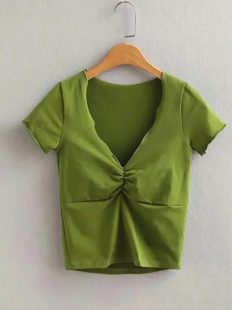 Soft And Stretchy Fitted V-neck Short Sleeve Tee