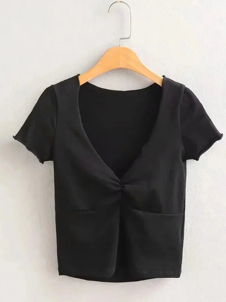 Soft And Stretchy Fitted V-neck Short Sleeve Tee