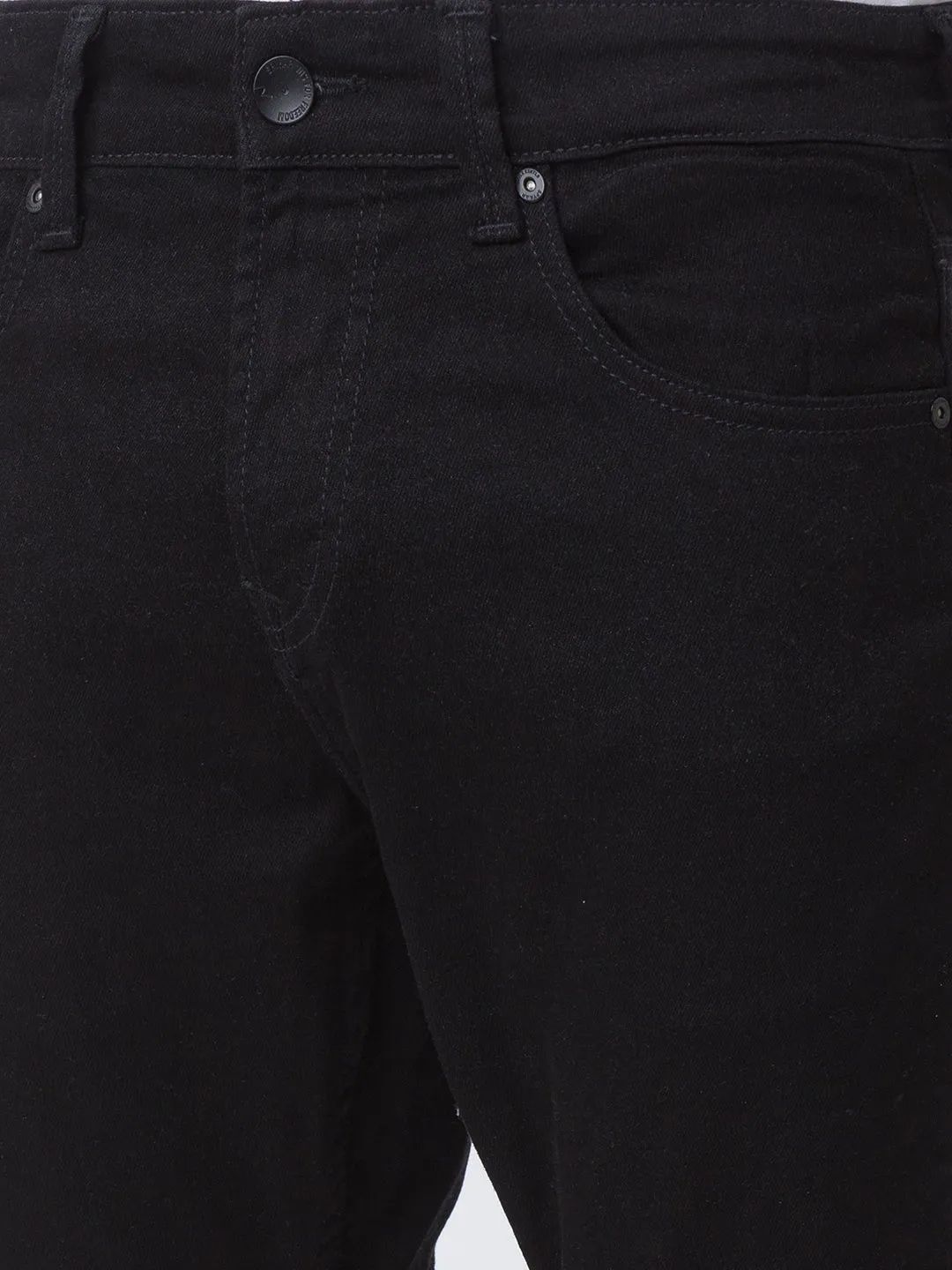Spykar Black Cotton Slim Fit Tapered Length Jeans For Men (Kano)