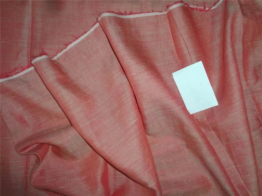 TWO Tone Coral x Cream Color Linen Fabric 54&quot; wide