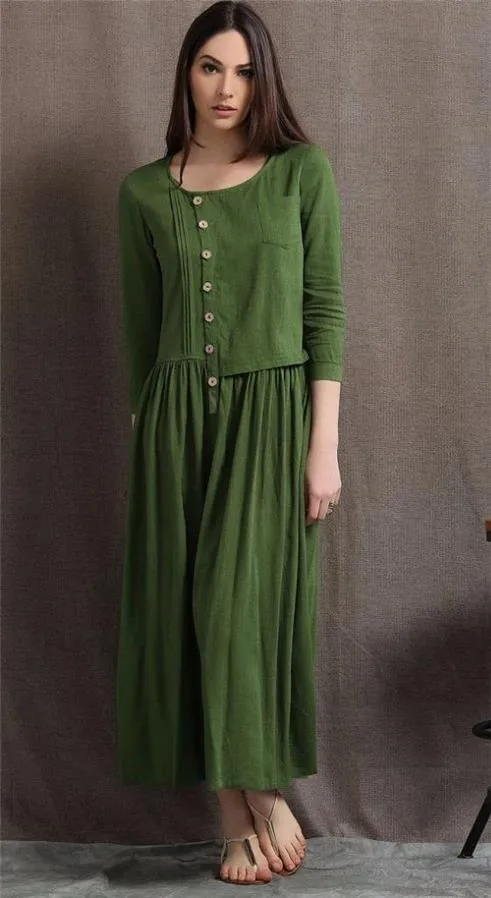 Two Tone Green x Black Color Linen Fabric 54&quot; wide