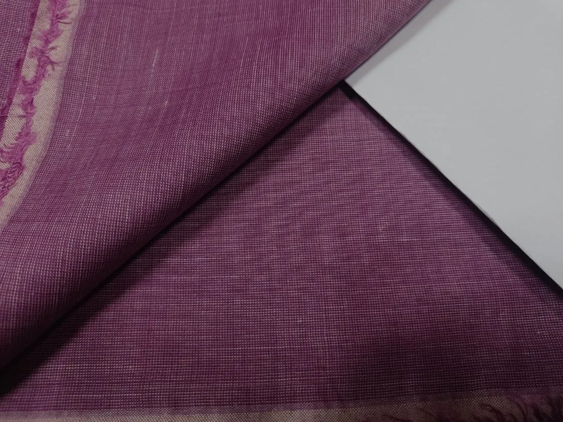 Two tone linen fabric {iridescent} brinjal purple x white 54" white