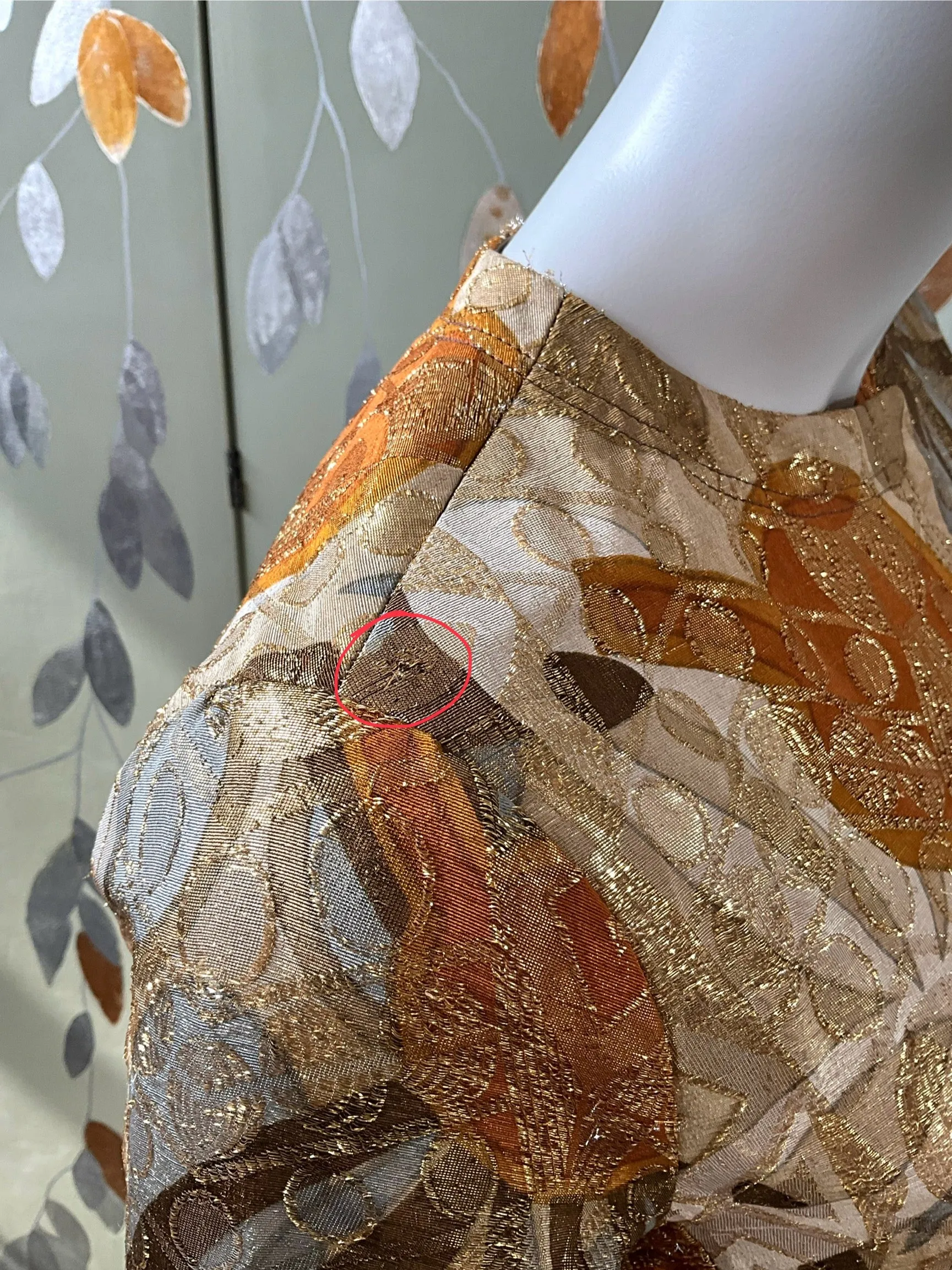 Vintage 1970s Bill Blass Metallic Gold Abstract Coat Jacket, Medium