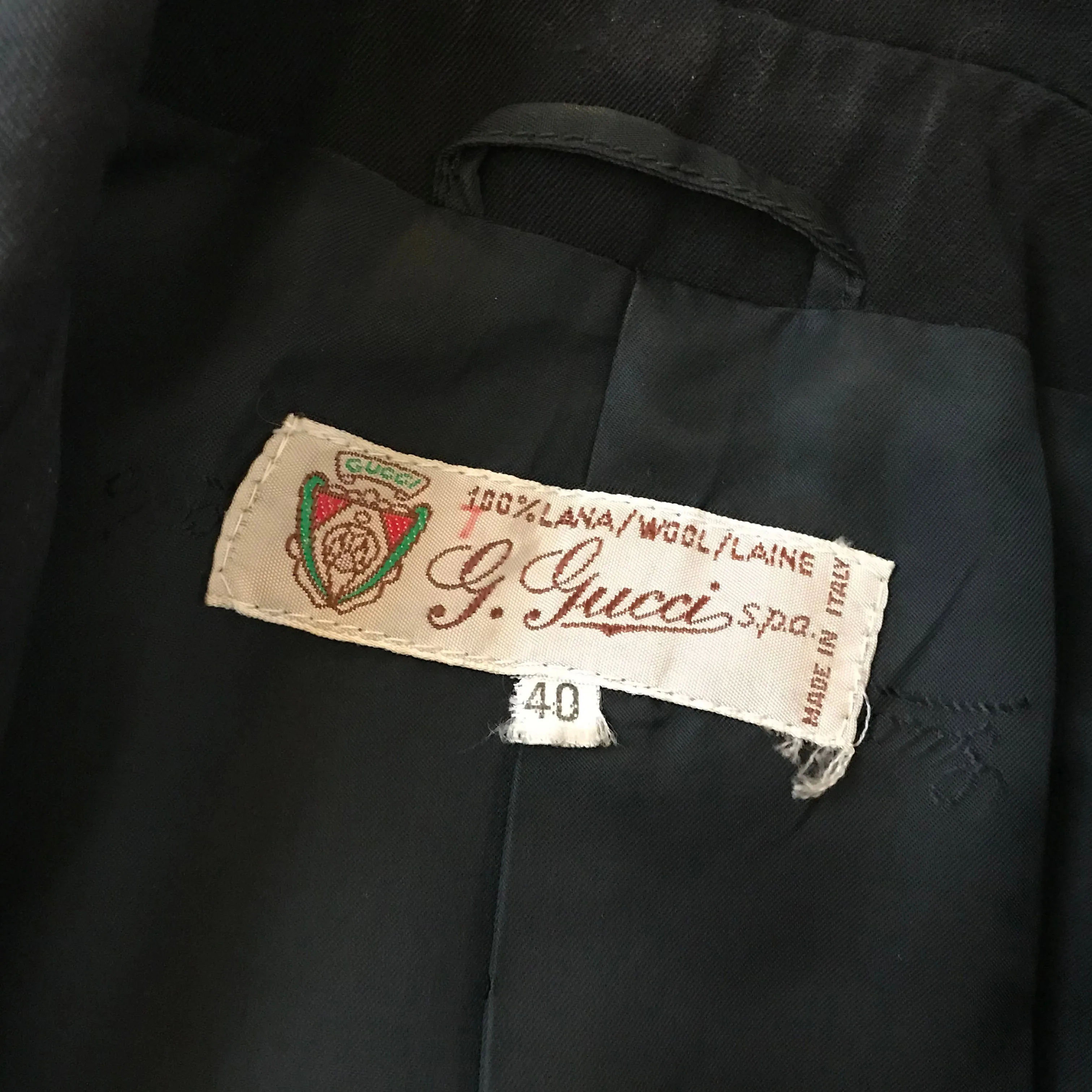 Vintage 1980s Gucci Leather Trimmed Wool Jacket