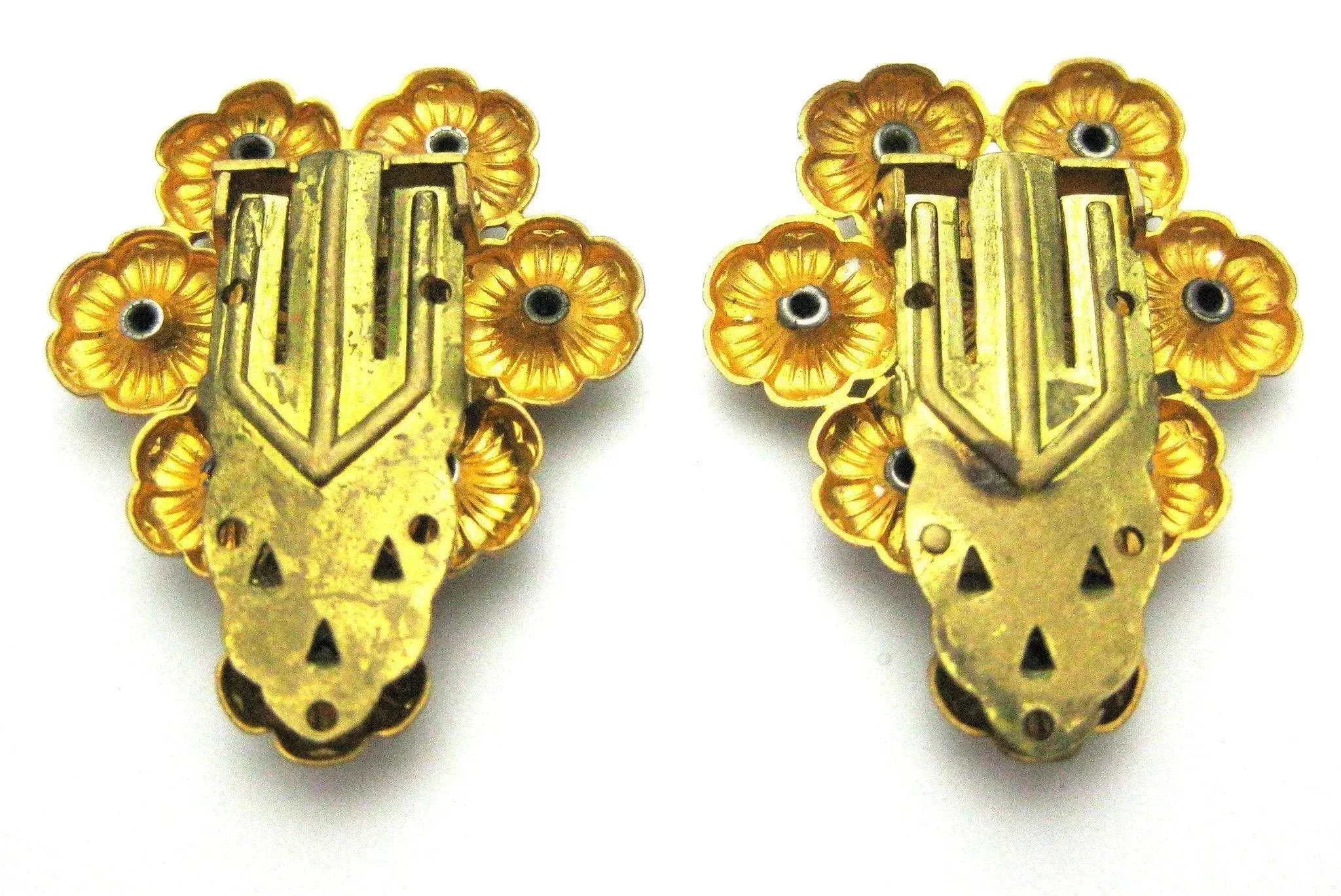 Vintage Art Deco 1930s Czech Flower Dress Clips