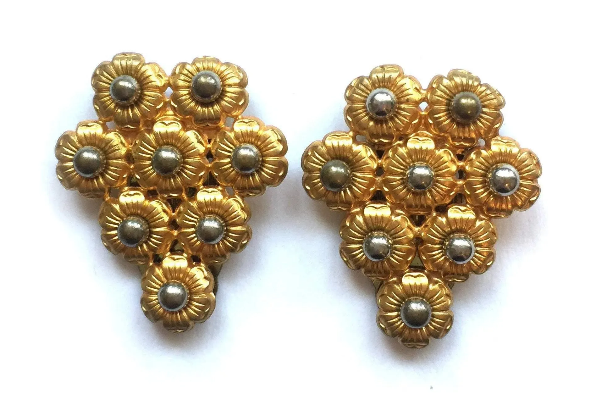 Vintage Art Deco 1930s Czech Flower Dress Clips