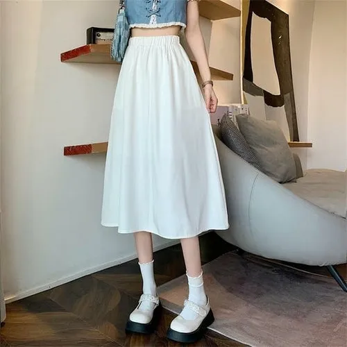 Vintage Floral Print A-line Pleated Long Skirts Women