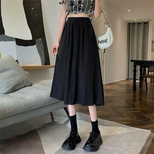 Vintage Floral Print A-line Pleated Long Skirts Women