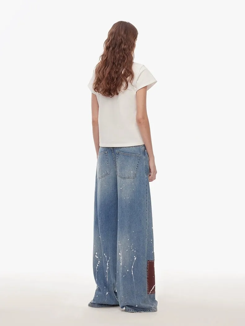 Vintage Patchwork Wide-Leg Jeans