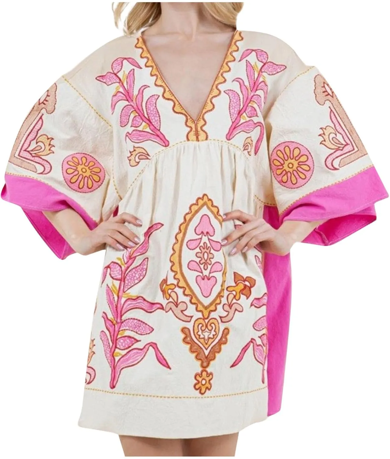 Womens Boho Oversized Dress Print Babydoll Mini Dresses Loose V Neck Y2K Summer Sexy Lounge Vacation Short Sundresses