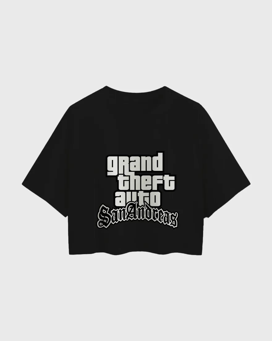 Womens Oversized Cropped TShirt Gaming Gta 3